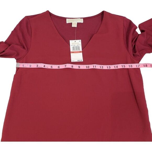 Michael Kors Layered Look Blouse Top Women's XS Dark Red V-Neck Stretch NEW - Picture 5 of 12